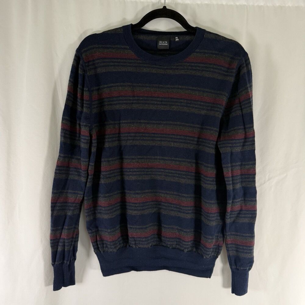 Saks Fifth Avenue Black Label Merino Wool Sweater Men's Medium Blue Striped